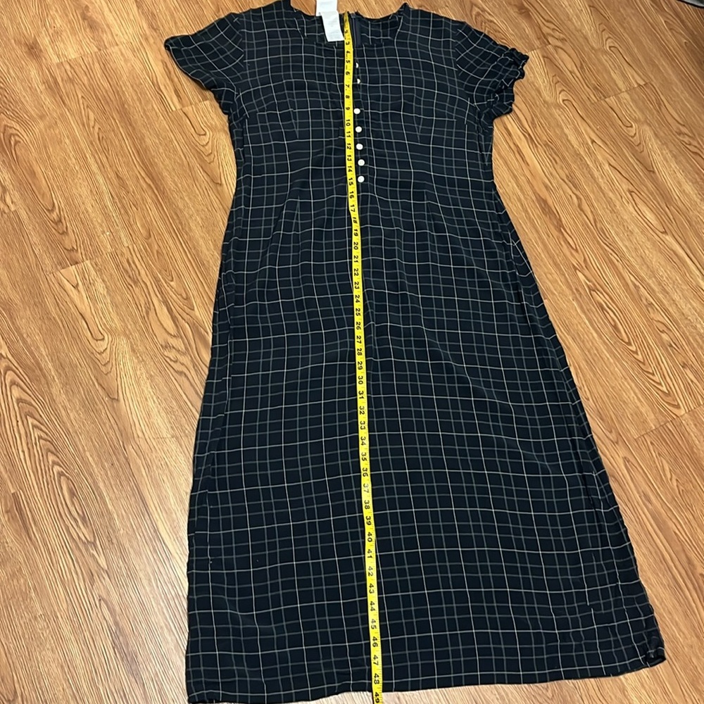 LAURA ASHLEY Maxi Dress Cottagecore Pilgrim Vintage Black gray Checkered Size 10 - Picture 8 of 12